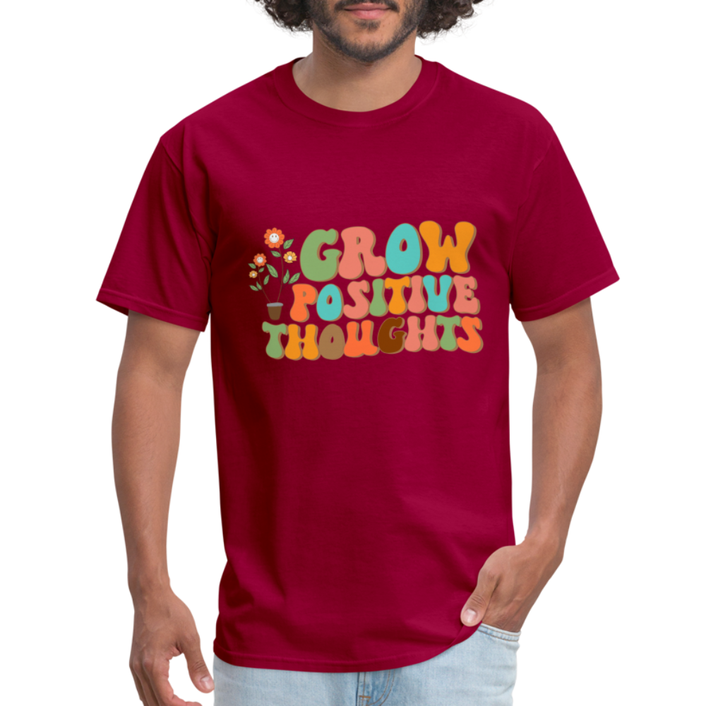 Grow Positive Thoughts T-Shirt - dark red