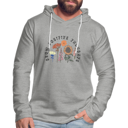 Grow Positive Thoughts Lightweight Terry Hoodie - heather gray