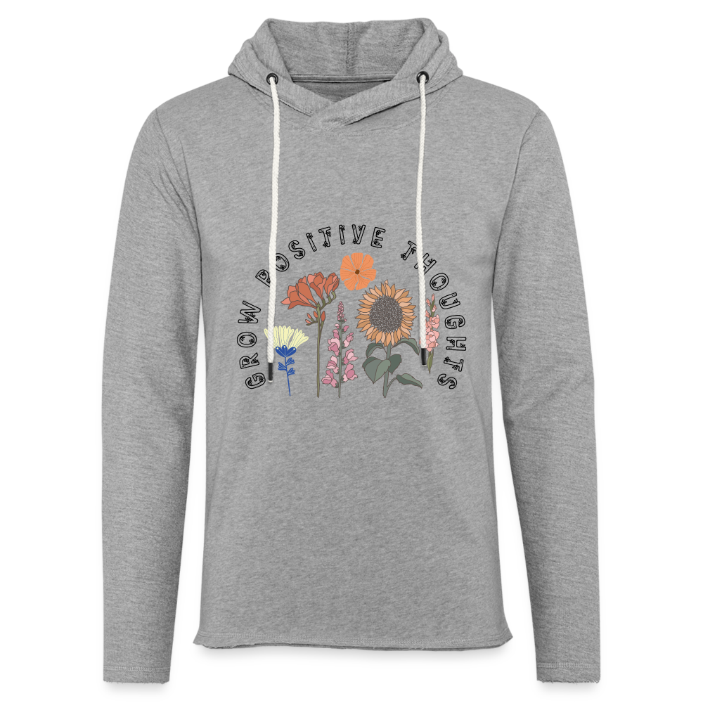 Grow Positive Thoughts Lightweight Terry Hoodie - heather gray