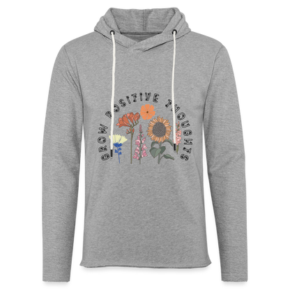 Grow Positive Thoughts Lightweight Terry Hoodie - heather gray