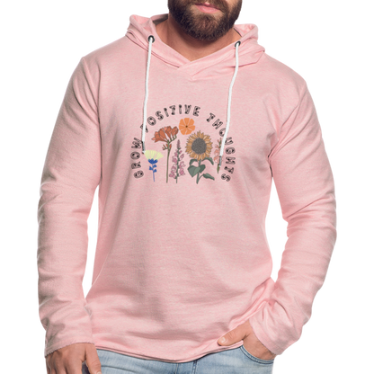 Grow Positive Thoughts Lightweight Terry Hoodie - cream heather pink