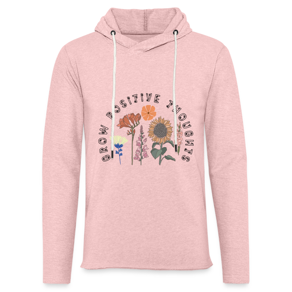 Grow Positive Thoughts Lightweight Terry Hoodie - cream heather pink