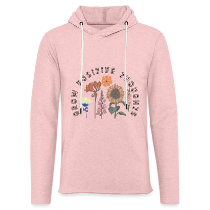 Grow Positive Thoughts Lightweight Terry Hoodie - cream heather pink