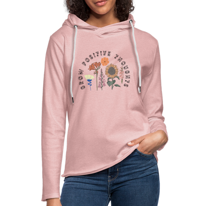 Grow Positive Thoughts Lightweight Terry Hoodie - cream heather pink