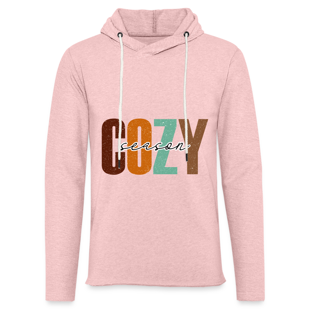 Cozy Season Lightweight Terry Hoodie - cream heather pink