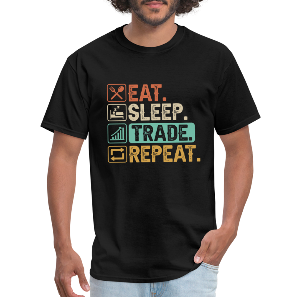 Eat Sleep Trade Repeat T-Shirt (Stock Market Trader) - black