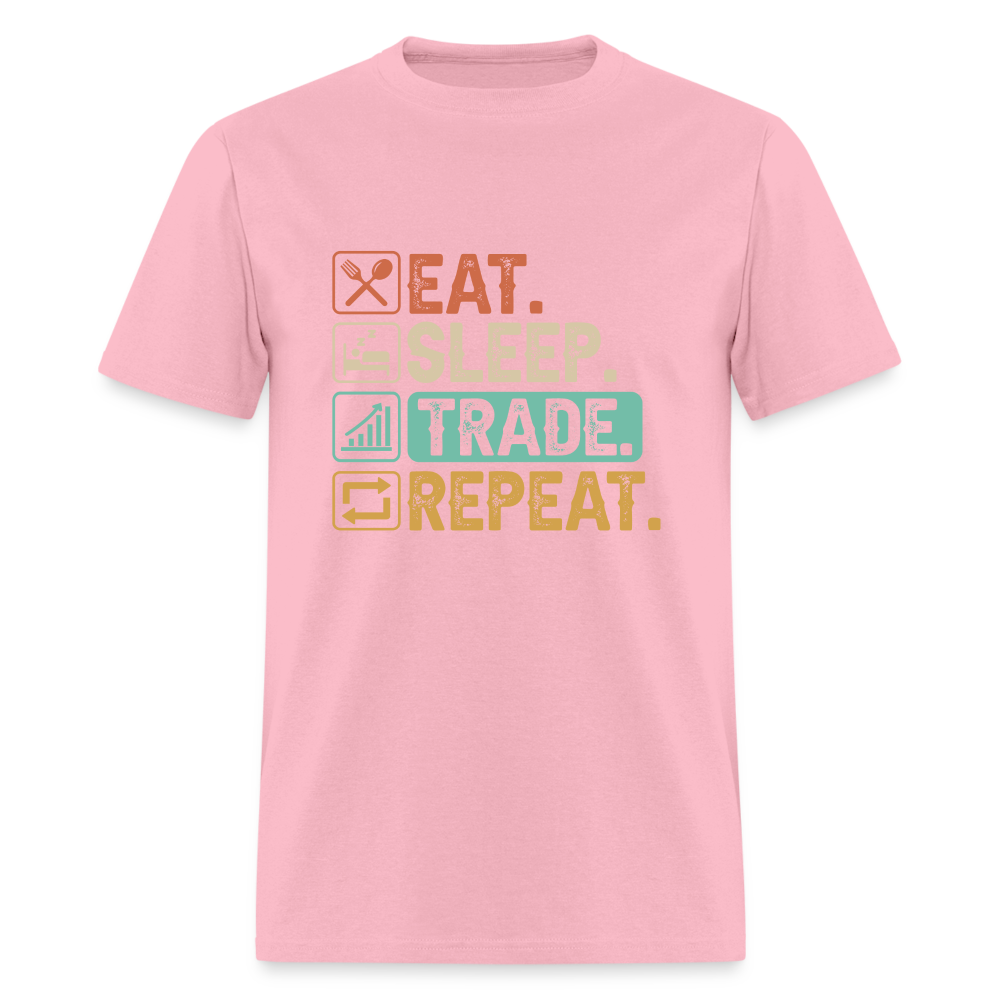 Eat Sleep Trade Repeat T-Shirt (Stock Market Trader) - pink