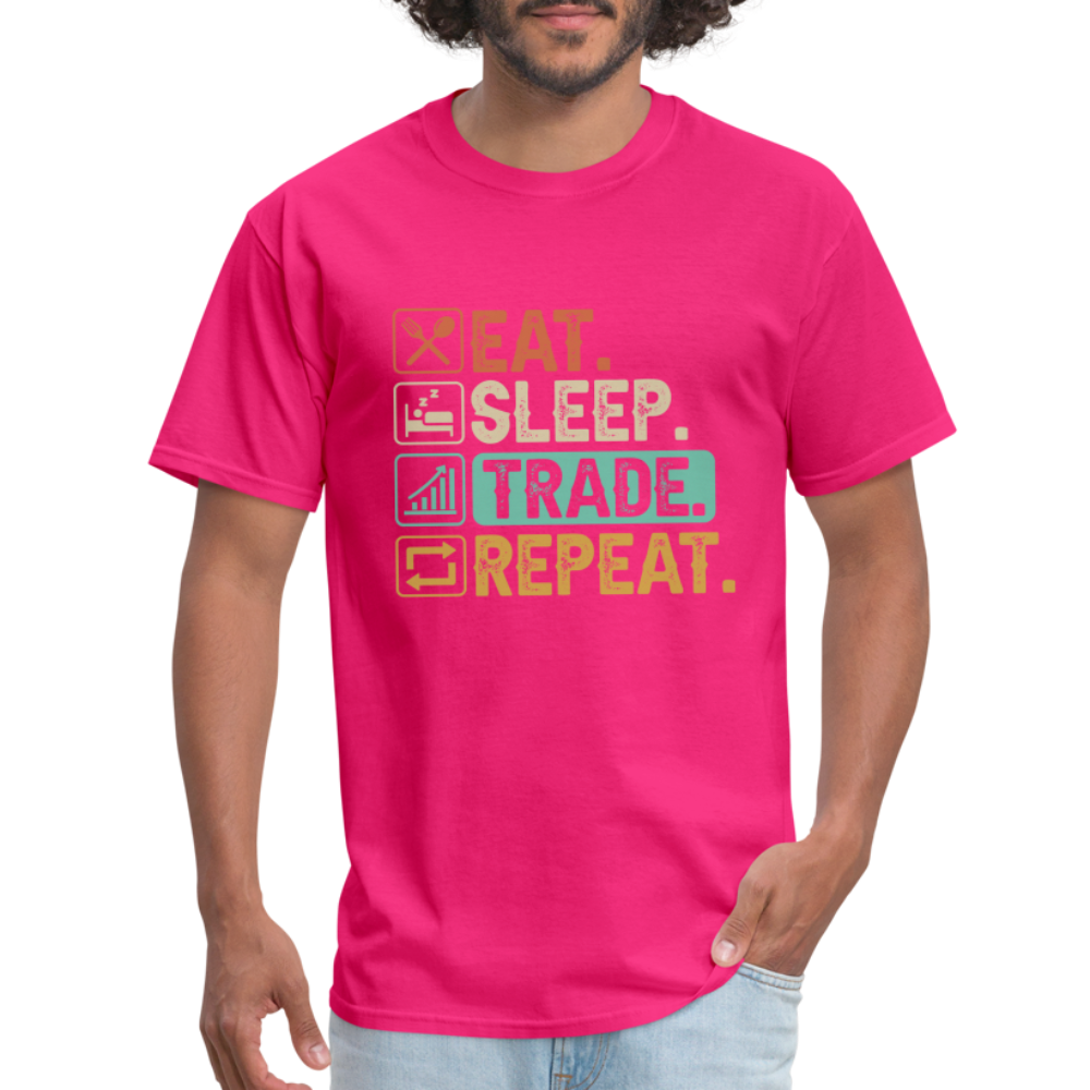 Eat Sleep Trade Repeat T-Shirt (Stock Market Trader) - fuchsia
