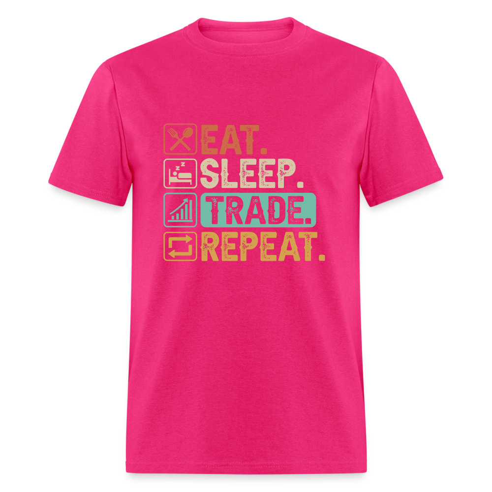Eat Sleep Trade Repeat T-Shirt (Stock Market Trader) - fuchsia