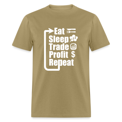 Eat Sleep Trade Profit Repeat T-Shirt - khaki