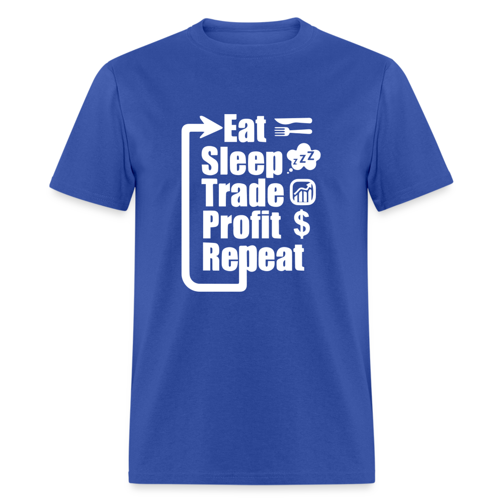 Eat Sleep Trade Profit Repeat T-Shirt - royal blue