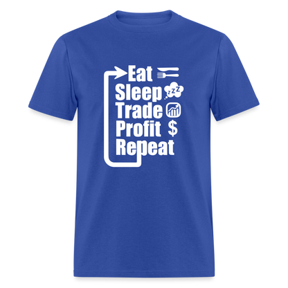 Eat Sleep Trade Profit Repeat T-Shirt - royal blue