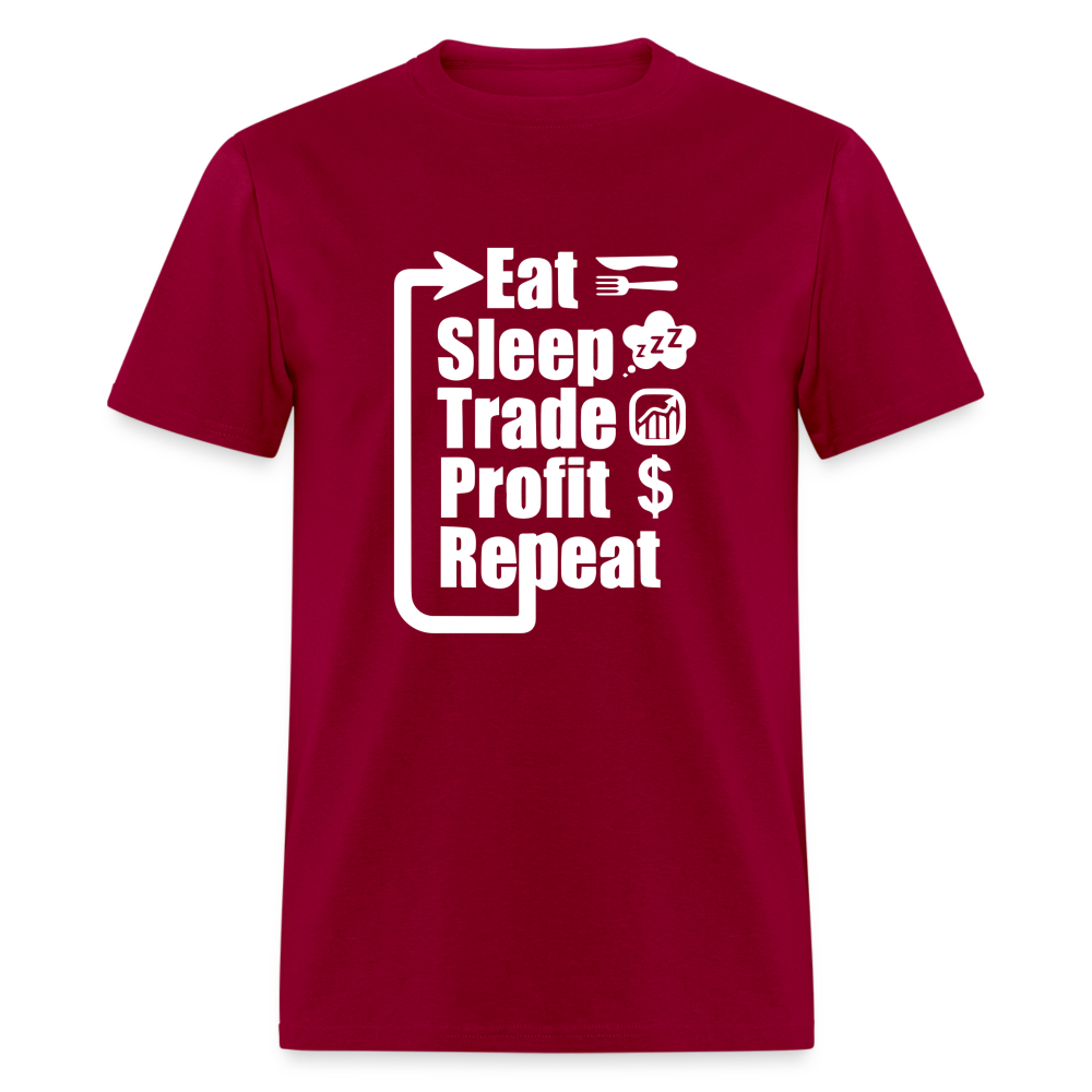 Eat Sleep Trade Profit Repeat T-Shirt - dark red
