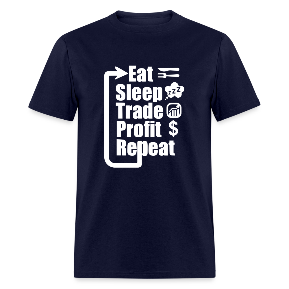 Eat Sleep Trade Profit Repeat T-Shirt - navy
