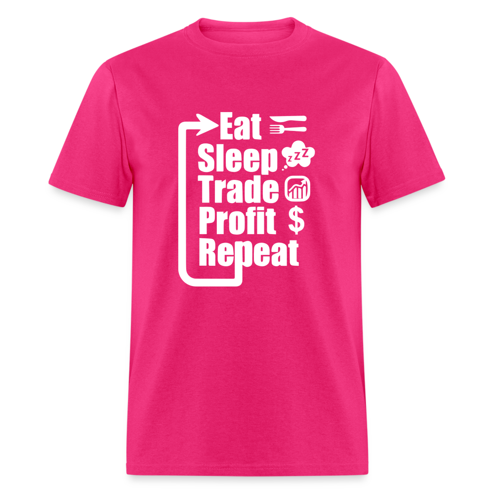 Eat Sleep Trade Profit Repeat T-Shirt - fuchsia