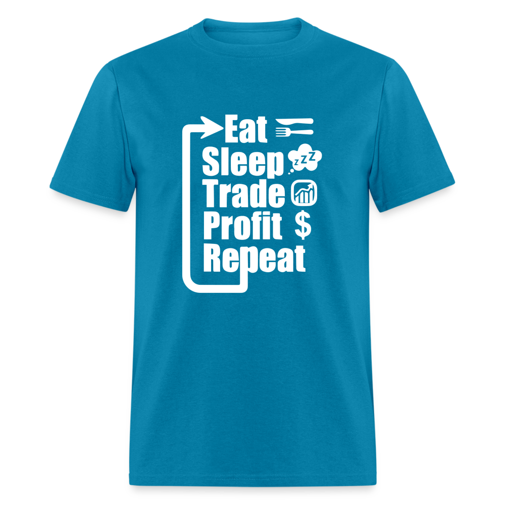 Eat Sleep Trade Profit Repeat T-Shirt - turquoise