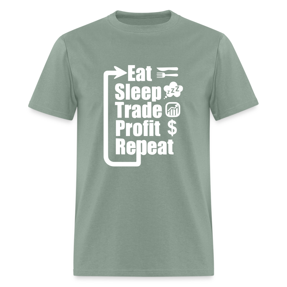 Eat Sleep Trade Profit Repeat T-Shirt - sage