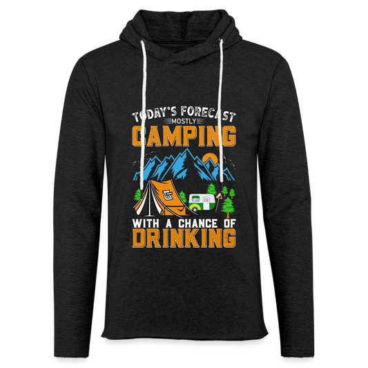Camping with a Chance of Drinking Lightweight Terry Hoodie - charcoal grey