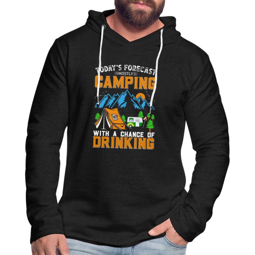 Camping with a Chance of Drinking Lightweight Terry Hoodie - charcoal grey