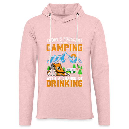 Camping with a Chance of Drinking Lightweight Terry Hoodie - cream heather pink