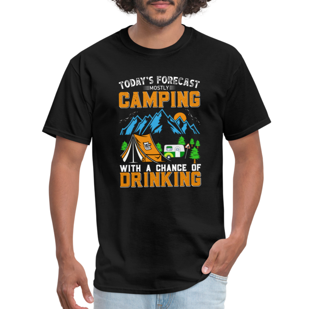 Camping With A Chance Of Drinking T-Shirt - black