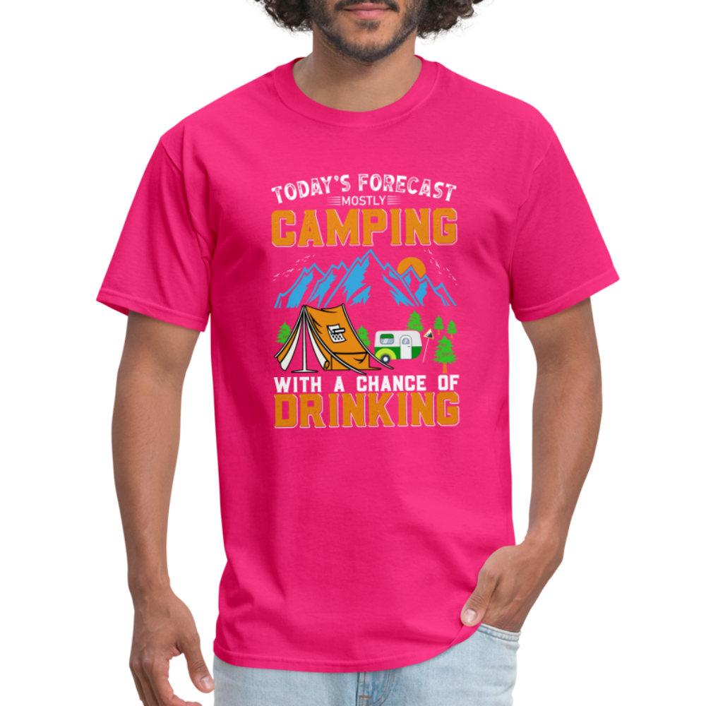 Camping With A Chance Of Drinking T-Shirt - fuchsia