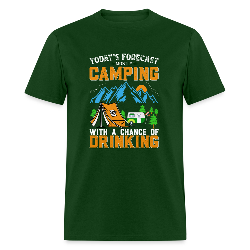 Camping With A Chance Of Drinking T-Shirt - forest green