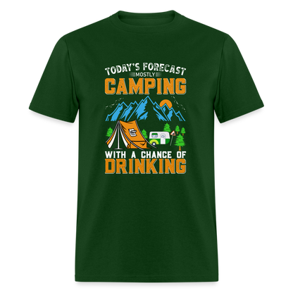 Camping With A Chance Of Drinking T-Shirt - forest green
