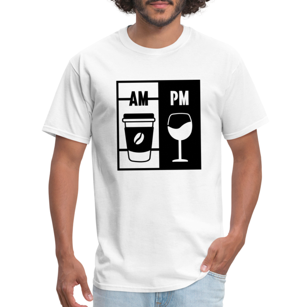 Coffee AM, Wine PM T-Shirt - white