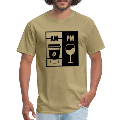 Coffee AM, Wine PM T-Shirt - khaki