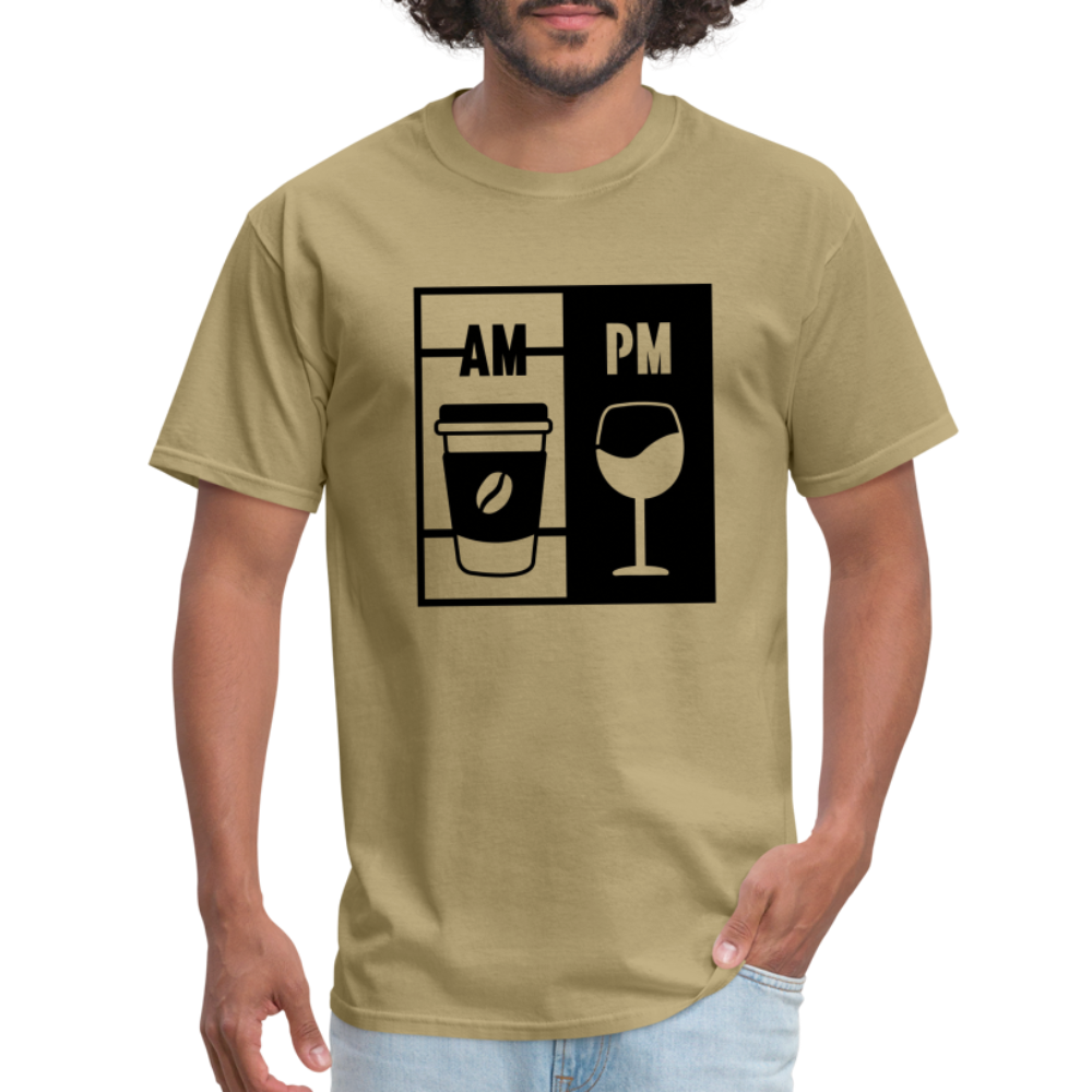Coffee AM, Wine PM T-Shirt - khaki