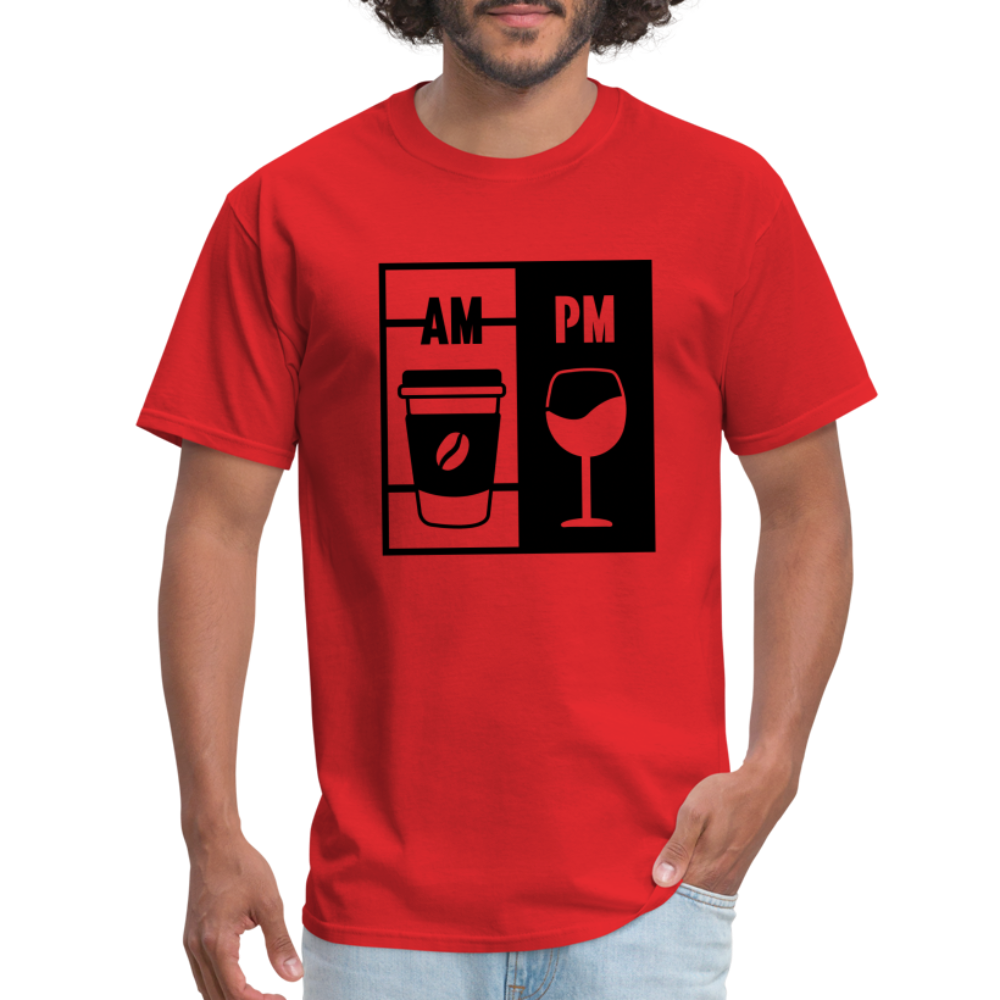 Coffee AM, Wine PM T-Shirt - red