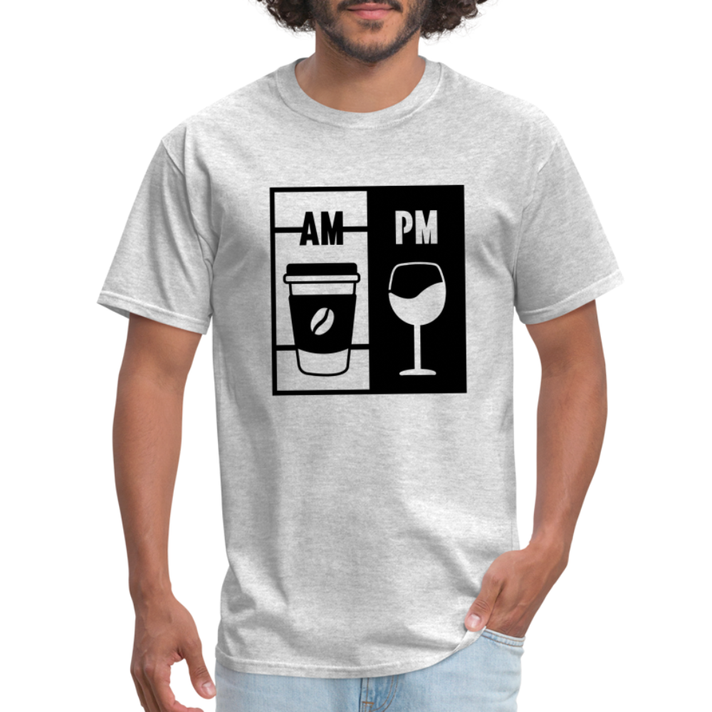 Coffee AM, Wine PM T-Shirt - heather gray