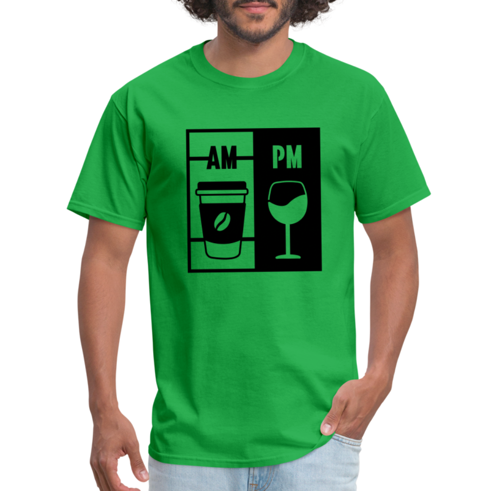 Coffee AM, Wine PM T-Shirt - bright green