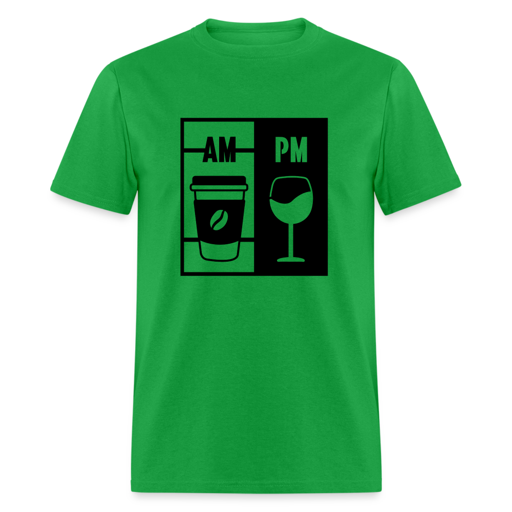 Coffee AM, Wine PM T-Shirt - bright green