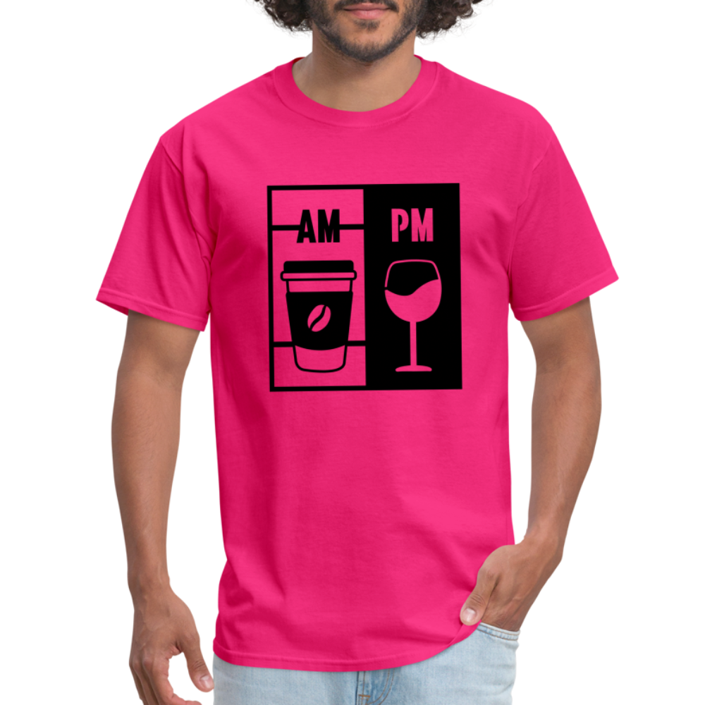 Coffee AM, Wine PM T-Shirt - fuchsia