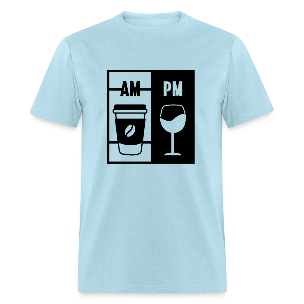 Coffee AM, Wine PM T-Shirt - powder blue