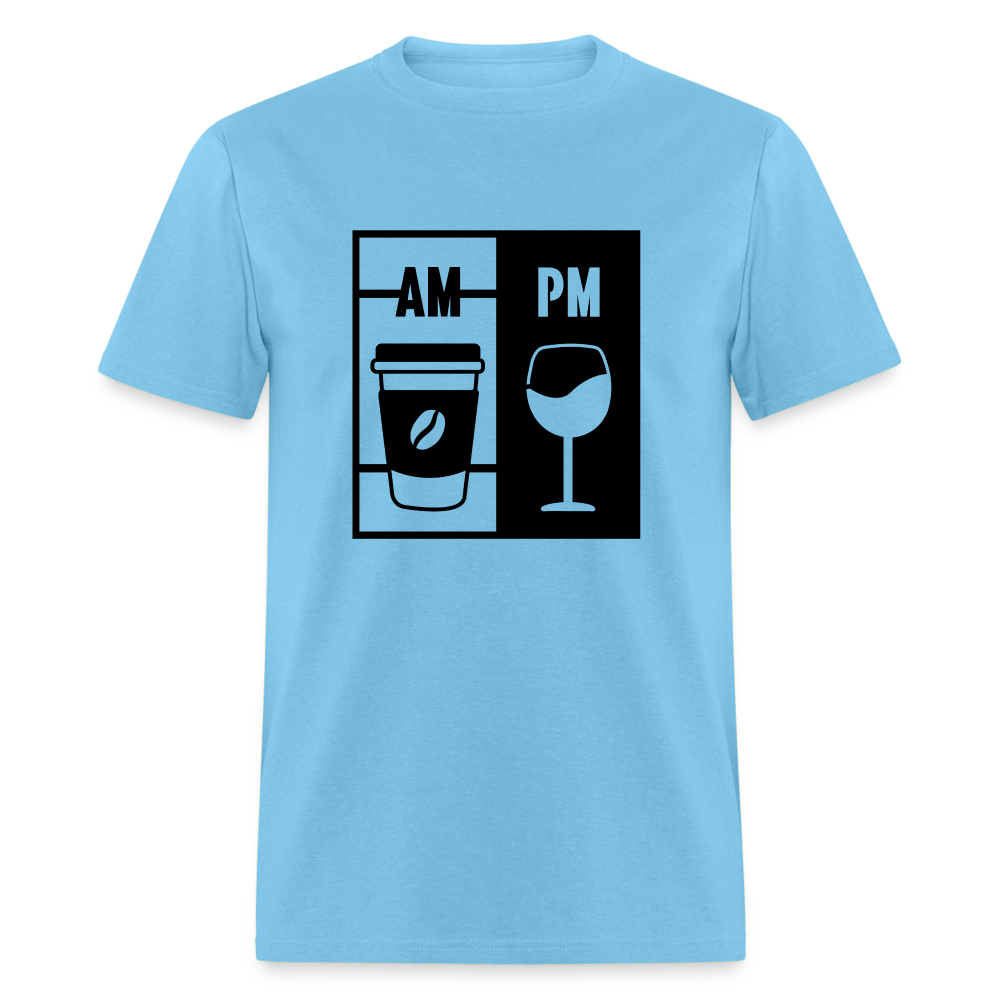 Coffee AM, Wine PM T-Shirt - aquatic blue