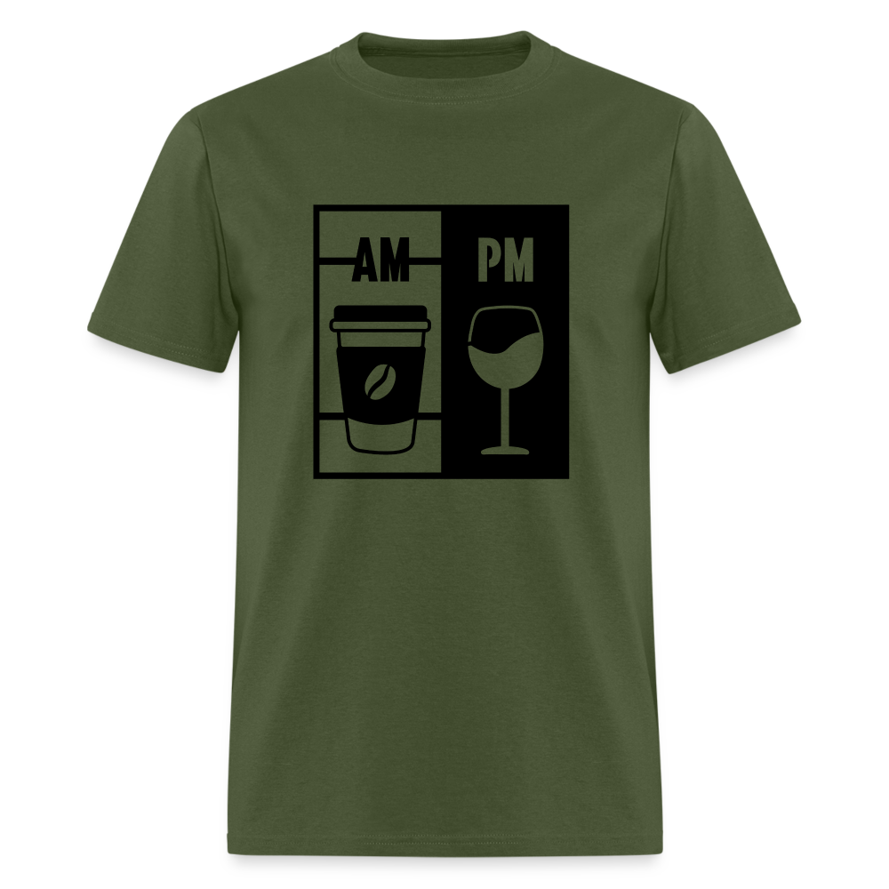 Coffee AM, Wine PM T-Shirt - military green