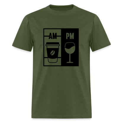 Coffee AM, Wine PM T-Shirt - military green