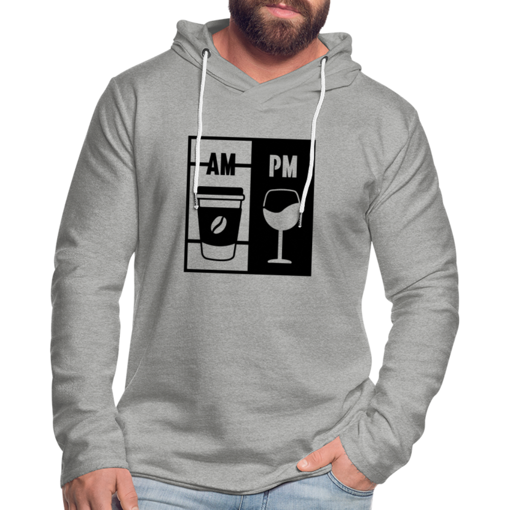 Coffee AM, Wine PM Lightweight Terry Hoodie - heather gray