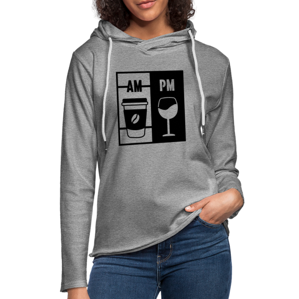 Coffee AM, Wine PM Lightweight Terry Hoodie - heather gray