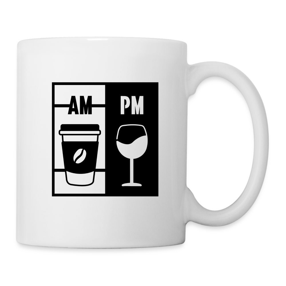 Coffee AM Wine PM - Coffee Mug - white