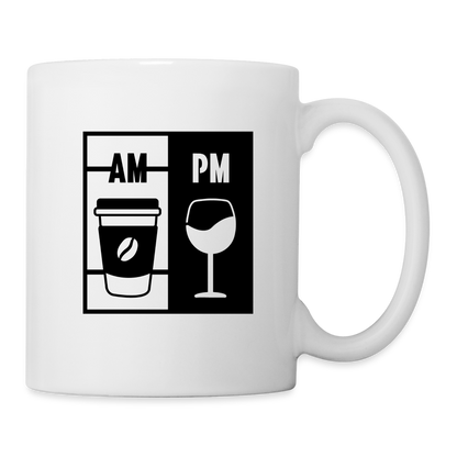 Coffee AM Wine PM - Coffee Mug - white