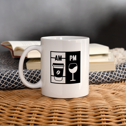 Coffee AM Wine PM - Coffee Mug - white