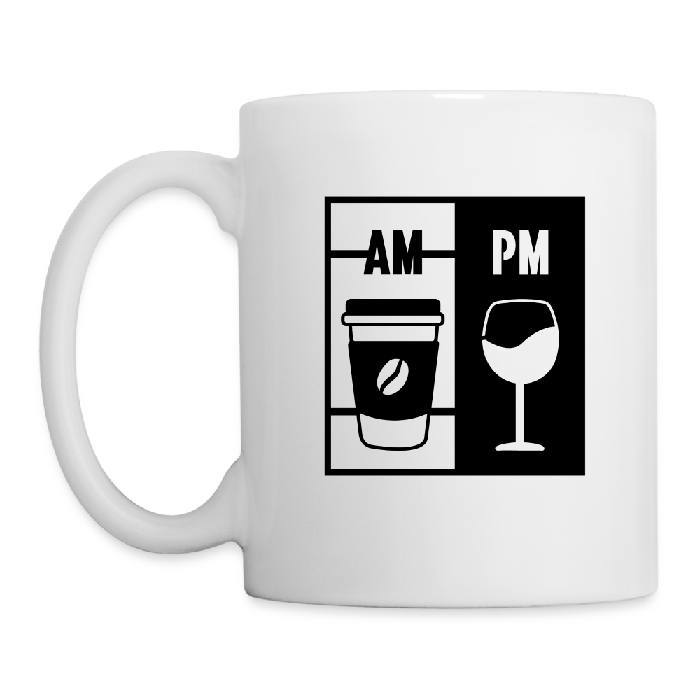 Coffee AM Wine PM - Coffee Mug - white