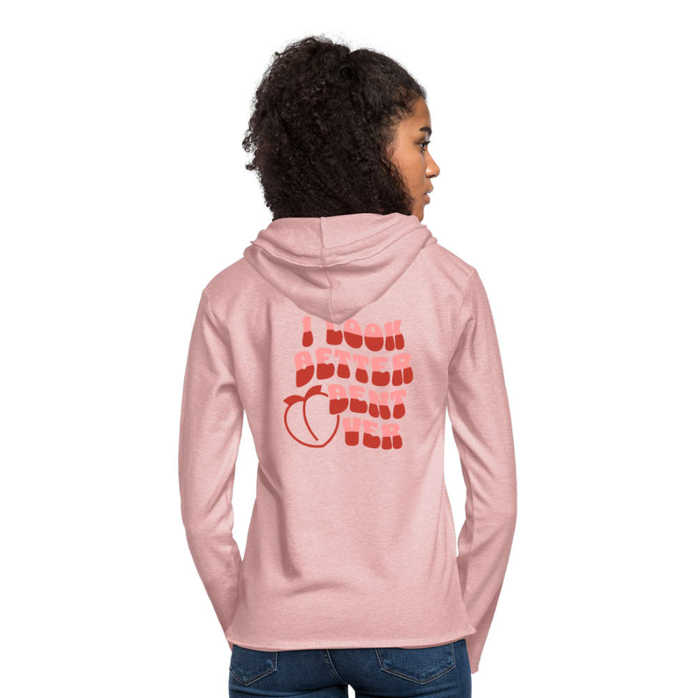 I Look Better Bent Over Lightweight Terry Hoodie - cream heather pink