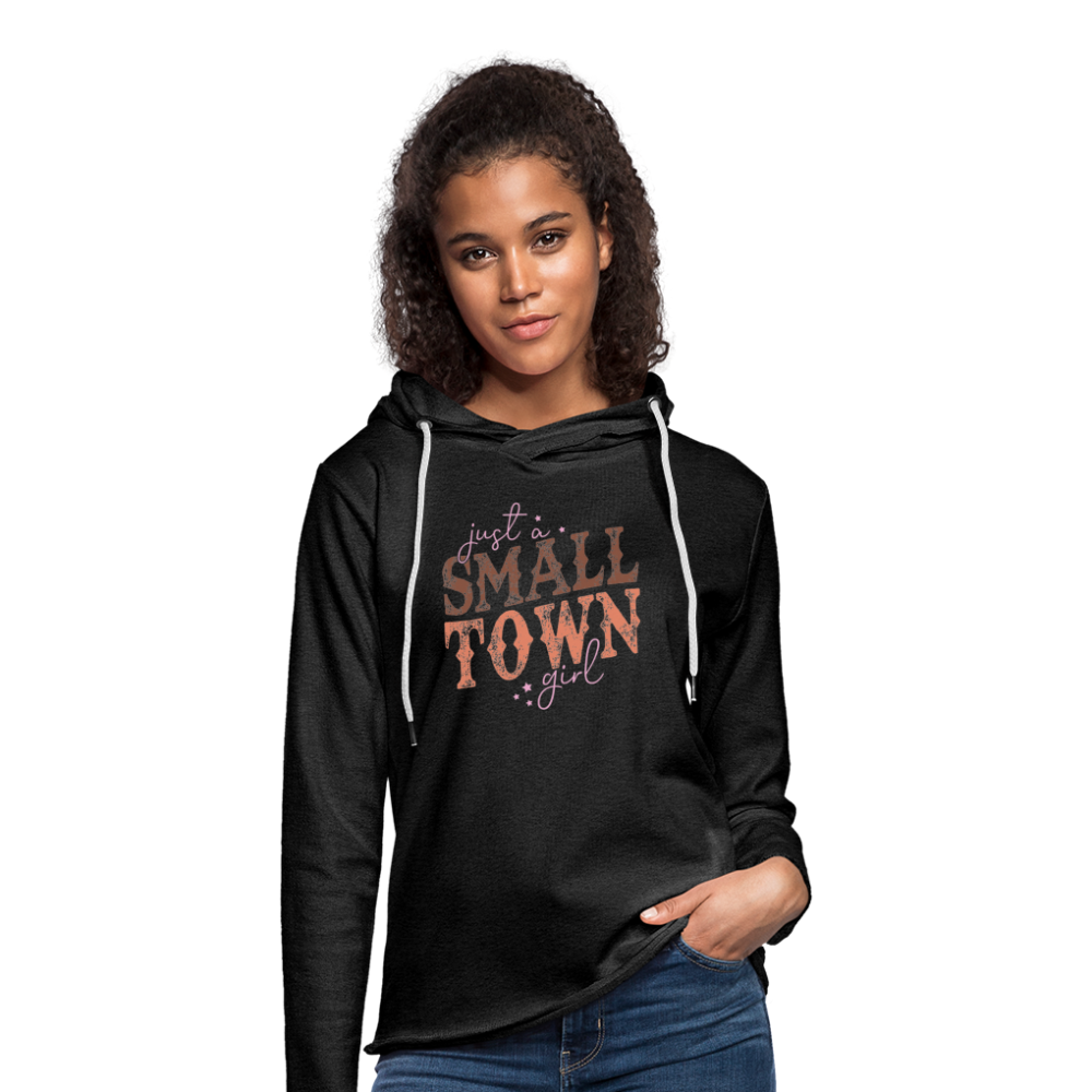 Just A Small Town Girl Lightweight Terry Hoodie - charcoal grey