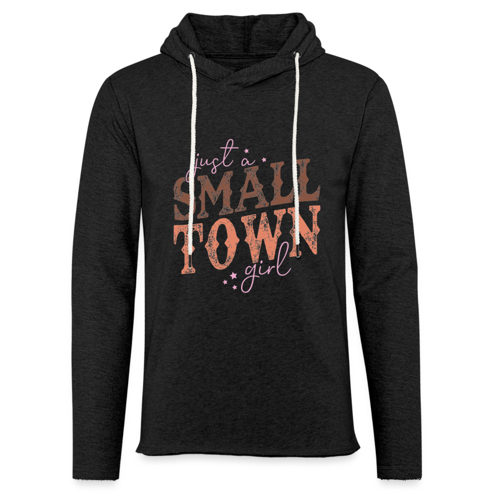 Just A Small Town Girl Lightweight Terry Hoodie - charcoal grey