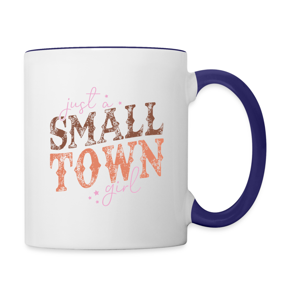 Just A Small Town Girl Coffee Mug - white/cobalt blue